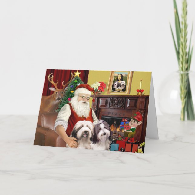 Santa's Bearded Collie Holiday Card (Front)