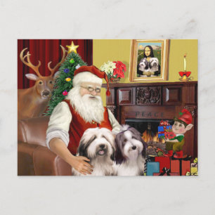 Santa's Bearded Collie Holiday Postcard
