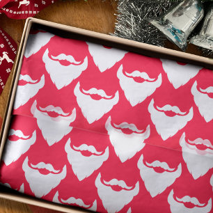 Santa's beards patterned red white Christmas Tissue Paper