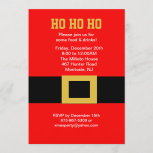 Santa's Belt Buckle Christmas invitation