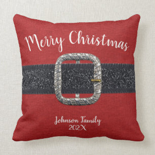 Santa's Belt Merry Christmas Cushion