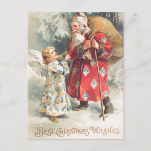 Santa's Best Christmas Wishes Holiday Postcard