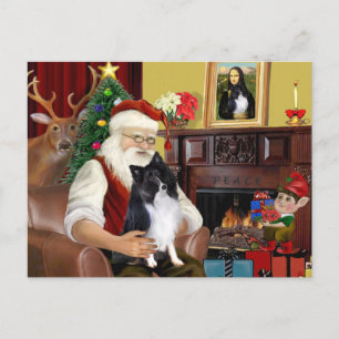 Santa's Bi Black Sheltie Holiday Postcard