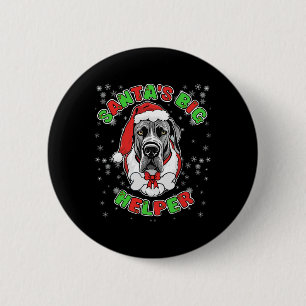 Santa's Big Helper Great Dane Dog Lover Christmas  6 Cm Round Badge