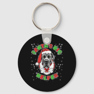 Santa's Big Helper Great Dane Dog Lover Christmas Key Ring