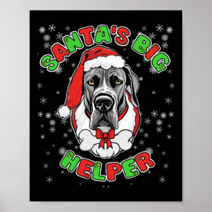 Santa's Big Helper Great Dane Dog Lover Christmas Poster