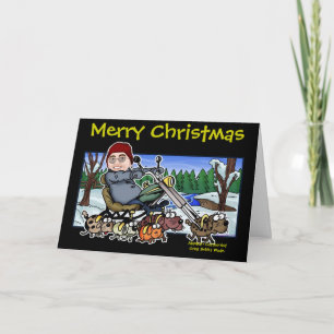 Santa's Biker Helper Bubba Claus Holiday Card