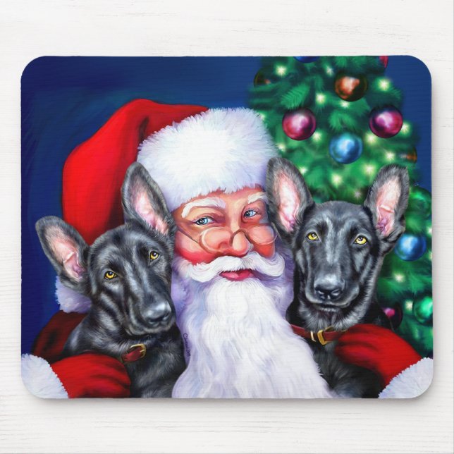 Santa's Black German Sheperd Dogs Mouse Pad (Front)