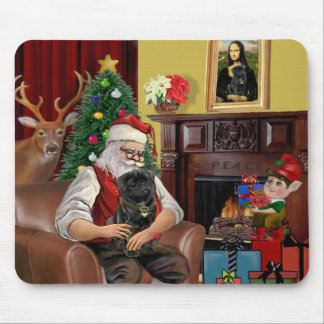 Santa's Black Pug Mouse Pad