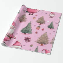 Santa's Blush Winter Wonderland Wrapping Paper