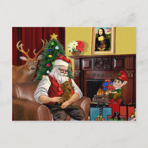 Santa's Brown/Red Dachshund Holiday Postcard