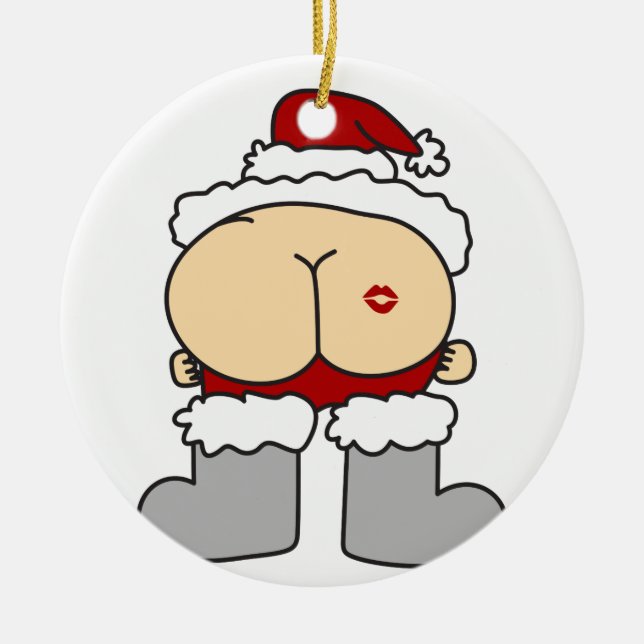 Santas Butt Ceramic Ornament (Front)