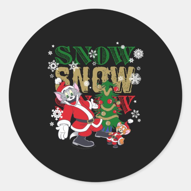 Santas By The Tree _1  Classic Round Sticker (Front)