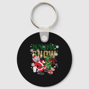 Santas By The Tree _1 Key Ring