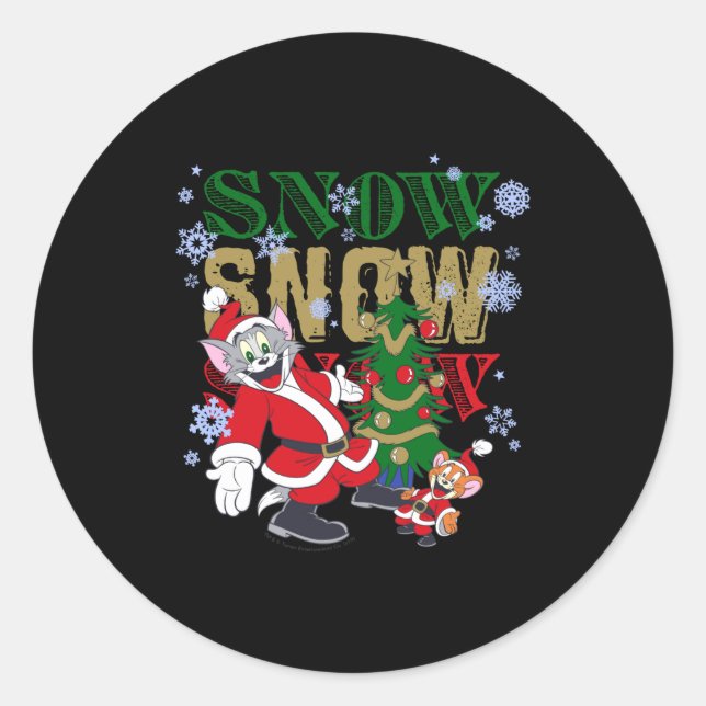 Santas By The Tree  Classic Round Sticker (Front)