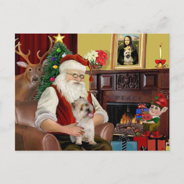 Santa's Cairn Terrier Holiday Postcard (Front)