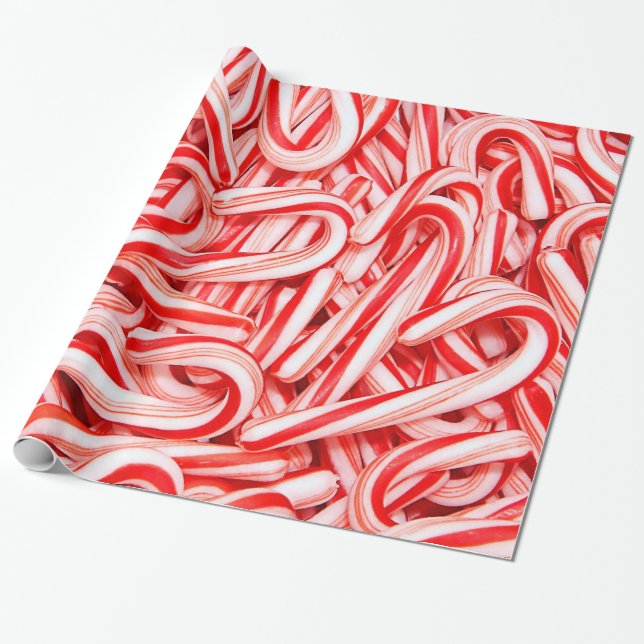 Santas Candy Cane Christmas Treats Wrapping Paper (Unrolled)