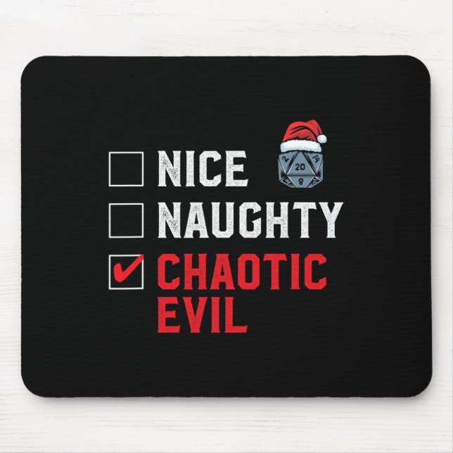 Santa's Chaotic Evil List D20 Tabletop Gamer Funny Mouse Pad (Front)