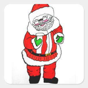 SANTA'S CHECKING HIS LIST  SQUARE STICKER