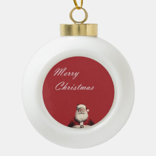 Santa's Cheerful Greetings Ceramic Ball Christmas Ornament