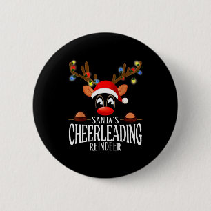 Santa's Cheerleading Reindeer Funny Xmas Matching  6 Cm Round Badge