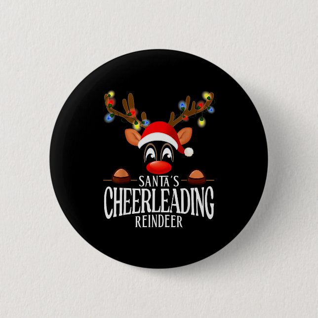 Santa's Cheerleading Reindeer Funny Xmas Matching  6 Cm Round Badge (Front)