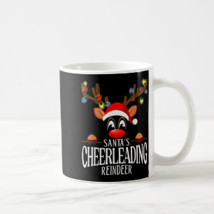 Santa's Cheerleading Reindeer Funny Xmas Matching  Coffee Mug
