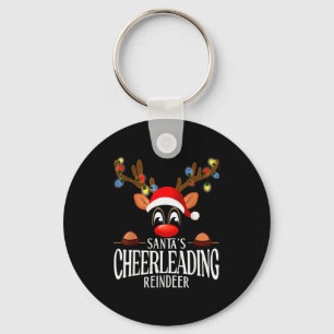 Santa's Cheerleading Reindeer Funny Xmas Matching  Key Ring