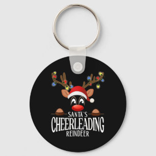 Santa's Cheerleading Reindeer Funny Xmas Matching Key Ring