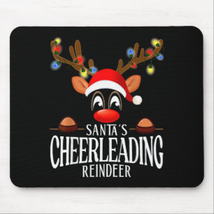 Santa's Cheerleading Reindeer Funny Xmas Matching  Mouse Pad