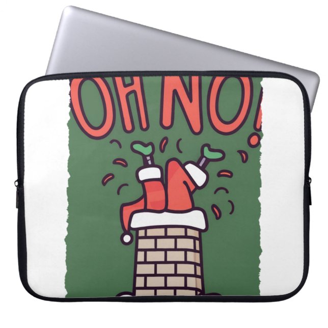 Santa's Chimney Mishap: A Playful Christmas Tree O Laptop Sleeve (Front)