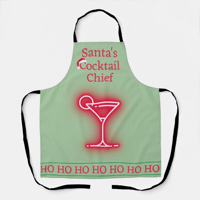 Santa's Christmas Cocktail Chief Bar Apron (Front)