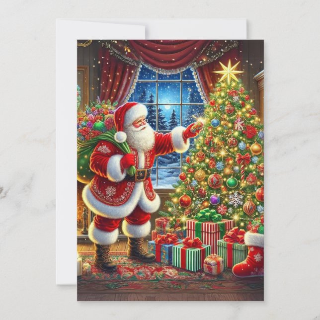 Santa's Christmas Eve The Night of Joyful Gifts Holiday Card (Front)