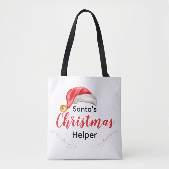 Santa's Christmas Helper Customizable Tote Bag (Front)