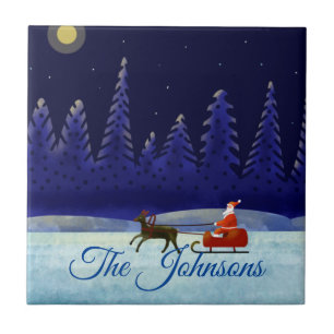 Santa's Christmas Night Trip Ceramic Tile