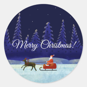 Santa's Christmas Night Trip Classic Round Sticker
