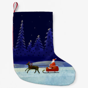 Santa's Christmas Night Trip Small Christmas Stocking