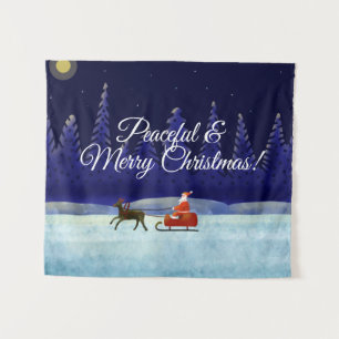 Santa's Christmas Night Trip Tapestry