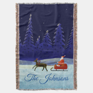 Santa's Christmas Night Trip Throw Blanket
