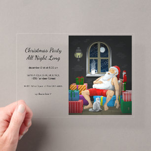 Santa's Christmas Party All Night Long Acrylic Invitations