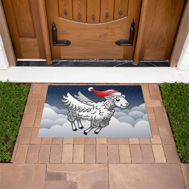 Santa's Christmas Sheep Doormat (Outdoor)