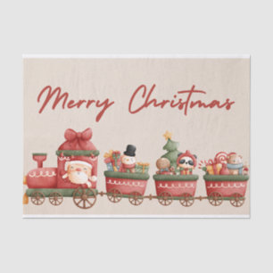 Santa's Christmas Train with Gifts and Friends Tissue Paper