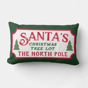 Santa's Christmas Tree Lot Sign Lumbar Cushion