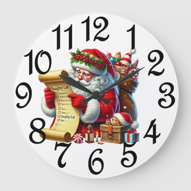 Santa's Claus List  Large Clock (Front)