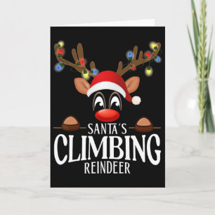 Santa's Climbing Reindeer Funny Xmas Matching Pjs  Card