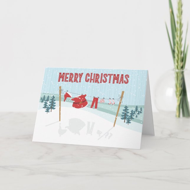Santa's Clothesline Merry Christmas Card (Front)