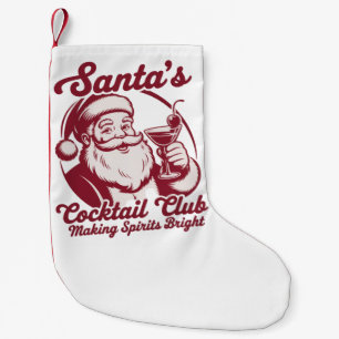 Santa's Cocktail Club Funny Xmas Holiday Drinking Small Christmas Stocking