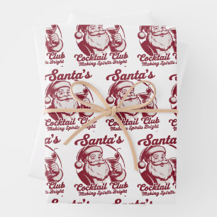 Santa's Cocktail Club Funny Xmas Holiday Drinking Wrapping Paper Sheet