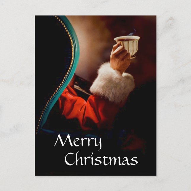 Santa's Coffee Break Vintage Holiday Postcard (Front)