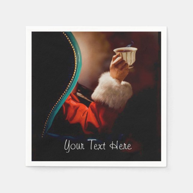 Santa's Coffee Break Vintage Napkin (Front)
